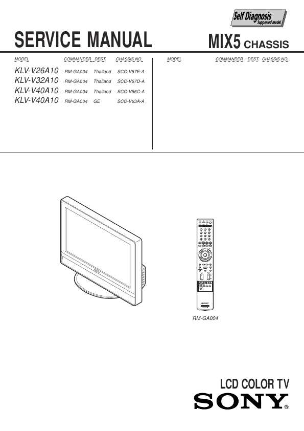 Сервисная инструкция Sony KLV-V26A10, KLV-V32A10, KLV-V40A10, MIX5