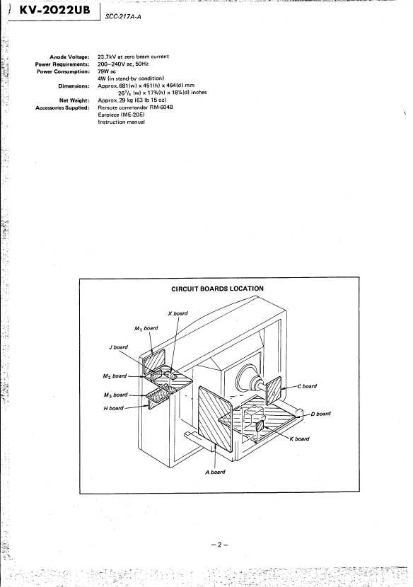 Сервисная инструкция Sony KV-2022UB