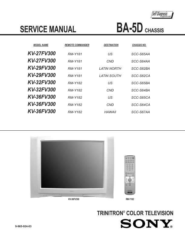 Сервисная инструкция Sony KV-27FV300, KV-29FV300, KV-32FV300, KV-36FV300 (BA-5D chassis)