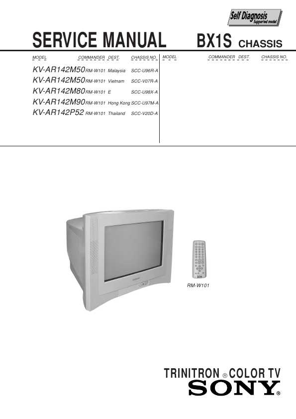 Сервисная инструкция Sony KV-AR142M50, M80, M90, P52, BX1S шасси