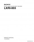 Сервисная инструкция SONY LKRI-003, 1st-edition