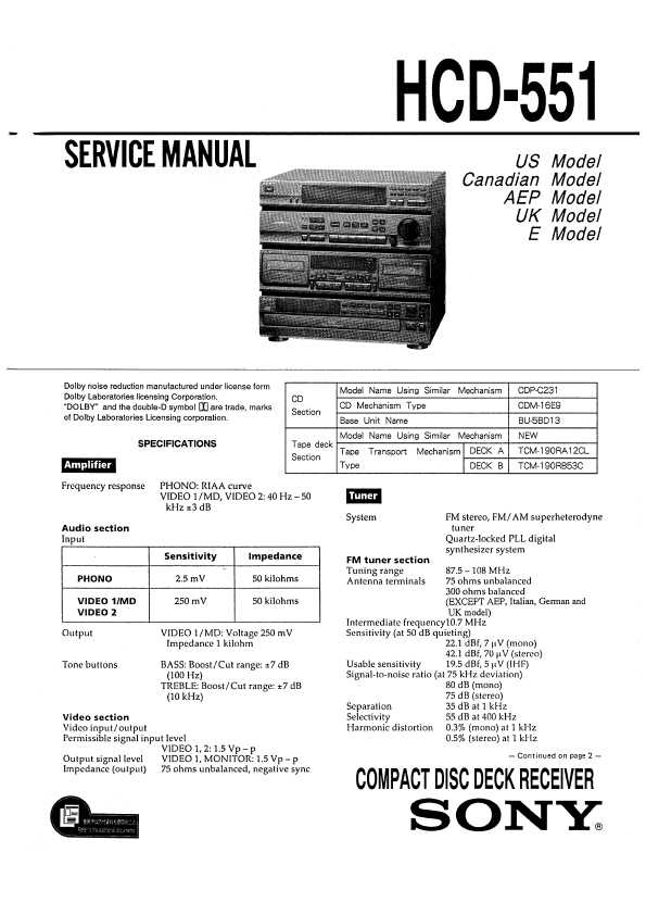Сервисная инструкция Sony SEN-551CD, R5520