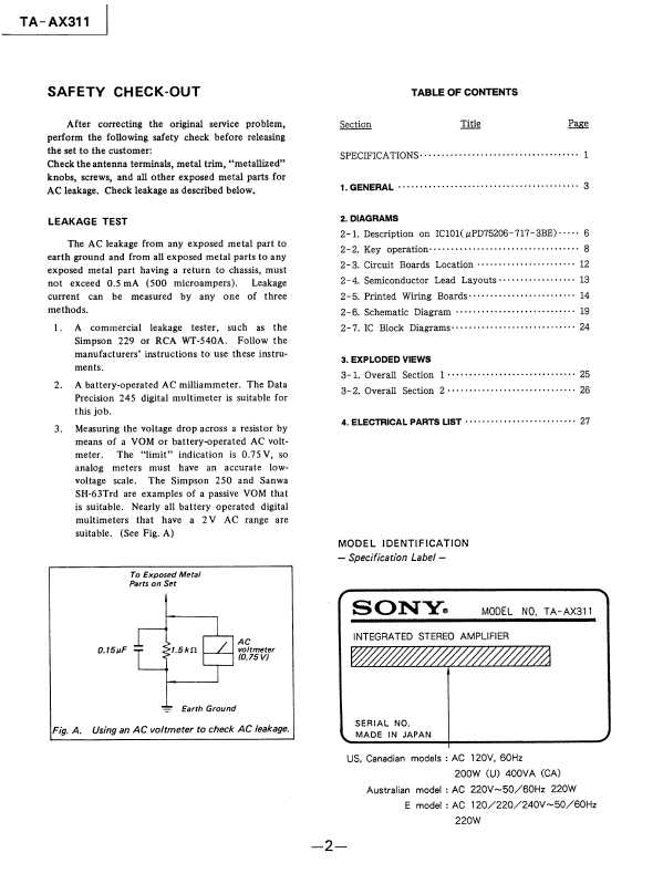 Сервисная инструкция Sony TA-AX311