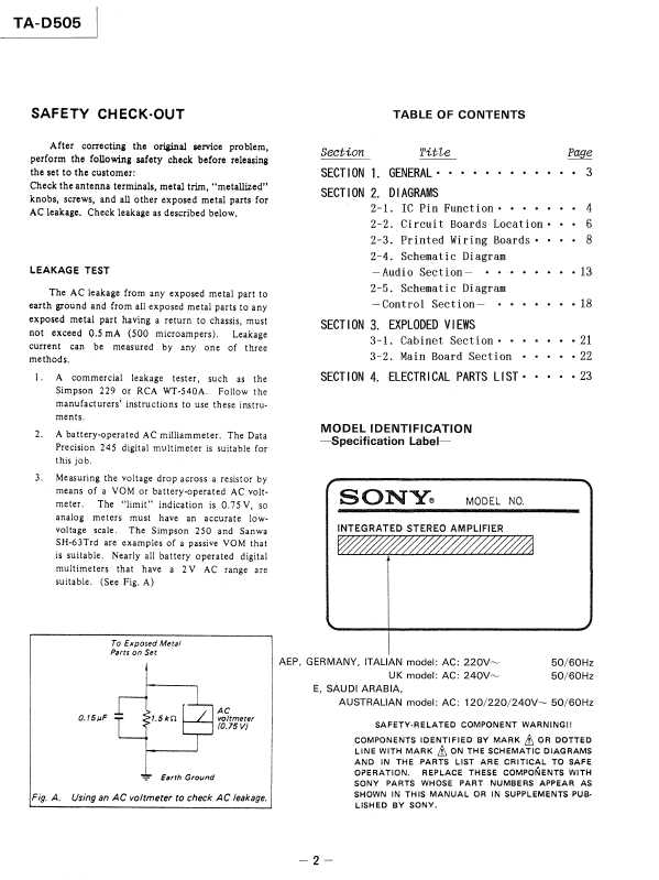Сервисная инструкция Sony TA-D505
