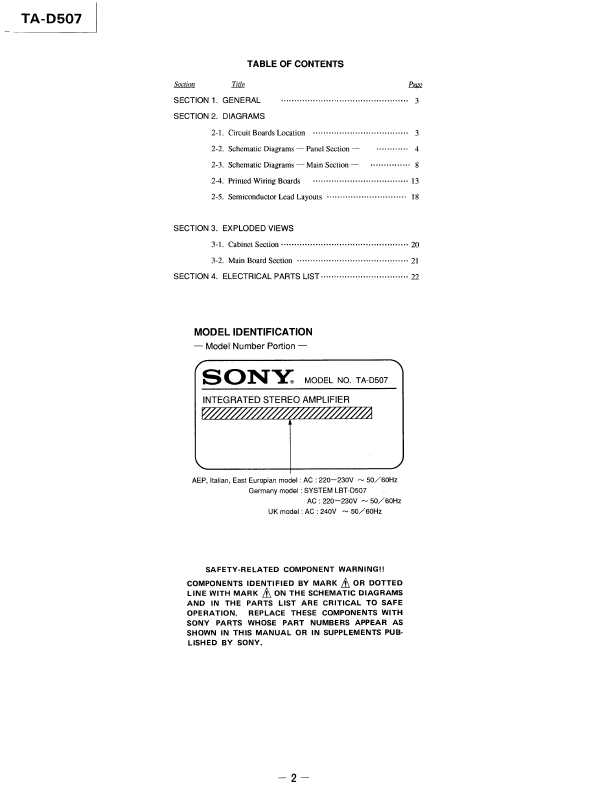 Сервисная инструкция Sony TA-D507