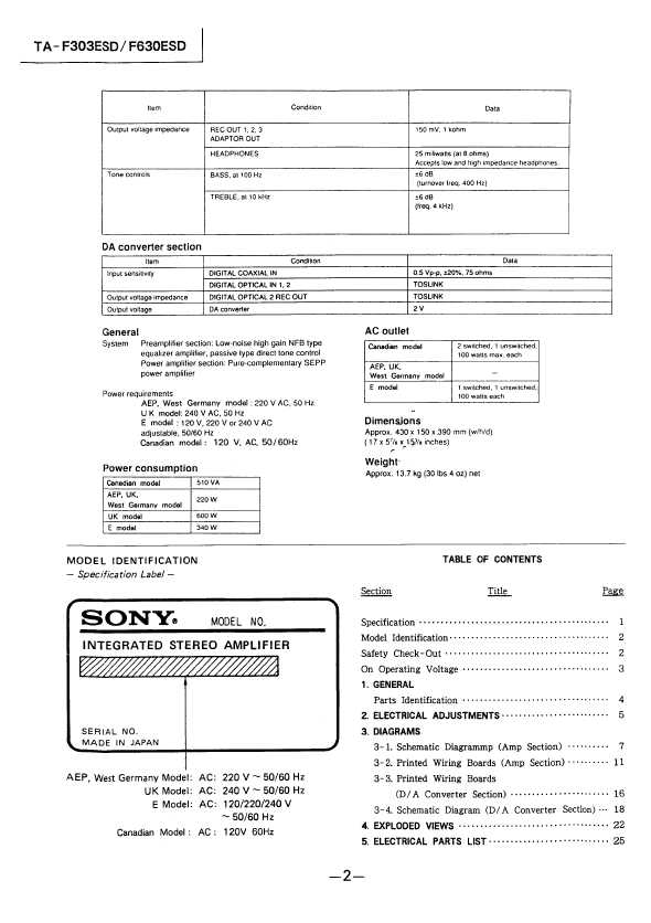 Сервисная инструкция Sony TA-F303ESD, TA-F630ESD