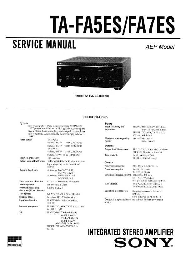 Сервисная инструкция Sony TA-FA50ES, TA-FA70ES