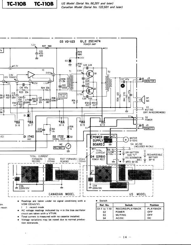 Сервисная инструкция Sony TC-110B схема