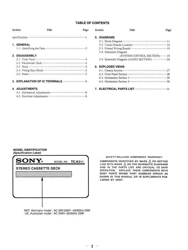 Сервисная инструкция Sony TC-K311