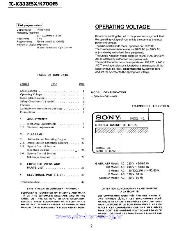 Сервисная инструкция Sony TC-K333ESX, TC-K700ES