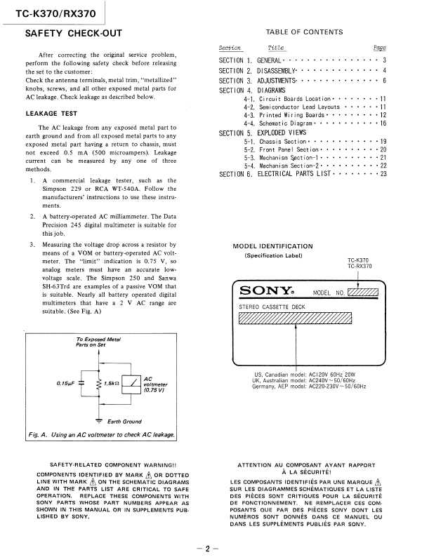 Сервисная инструкция Sony TC-K370, TC-RX370