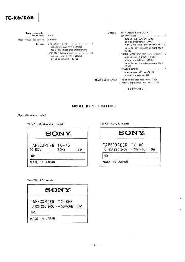 Сервисная инструкция Sony TC-K6, TC-K6B