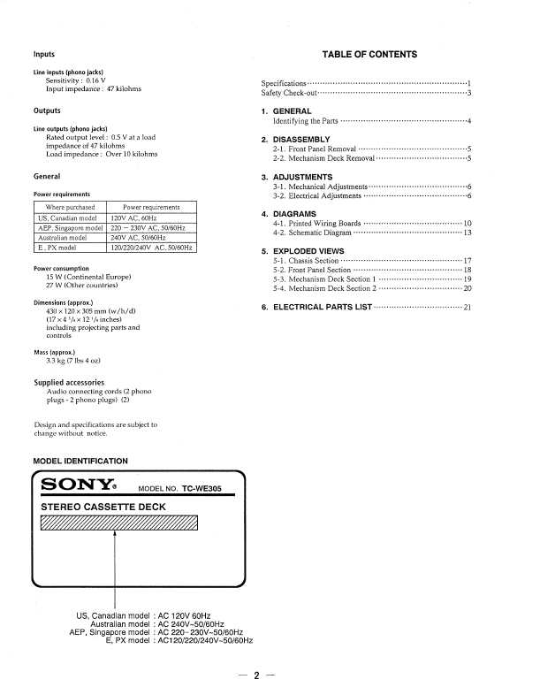 Сервисная инструкция Sony TC-WE305