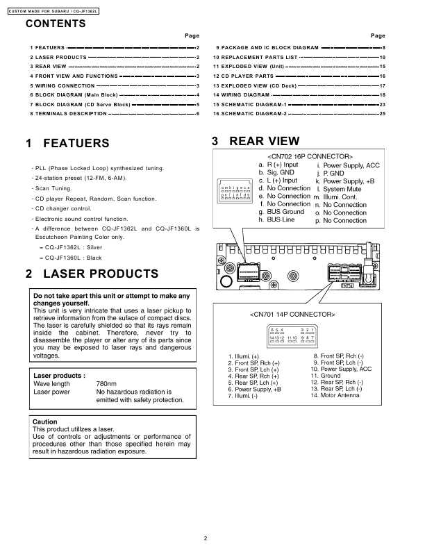 Сервисная инструкция Panasonic CQ-JF1362L