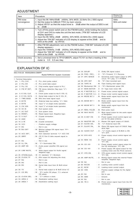 Сервисная инструкция Clarion PS-2375D, 2375I, 2376D, 2376I, 2377D, 2377I