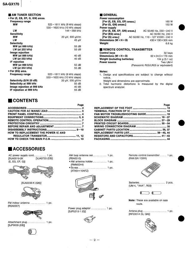 Сервисная инструкция Technics SA-GX170