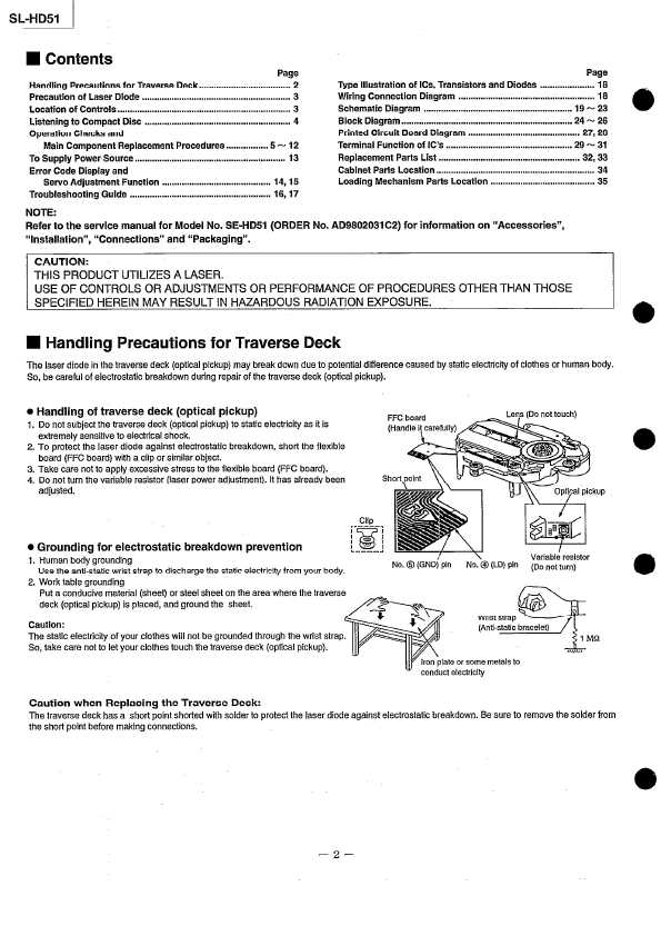 Сервисная инструкция Technics SL-HD51CD