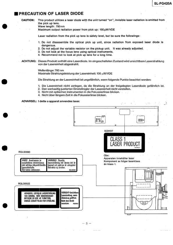 Сервисная инструкция Technics SL-PG420A