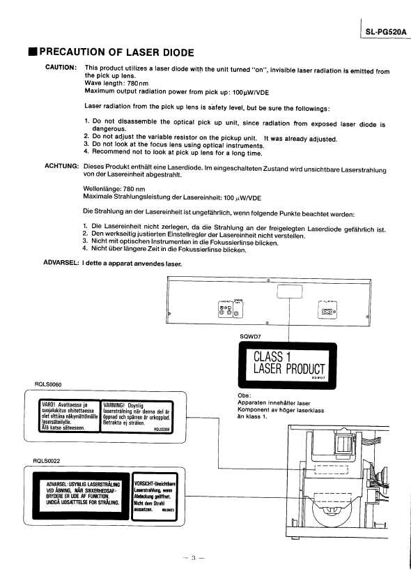 Сервисная инструкция Technics SL-PG520A