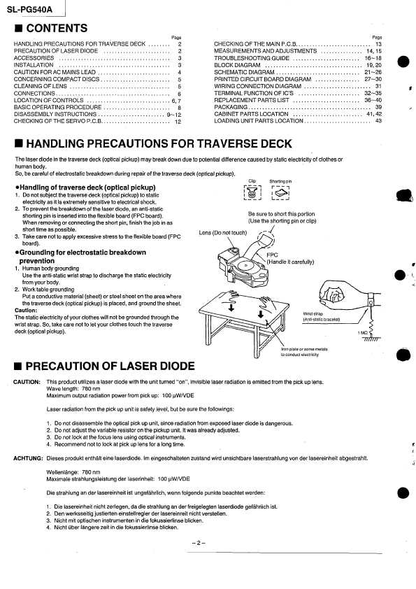 Сервисная инструкция Technics SL-PG540A