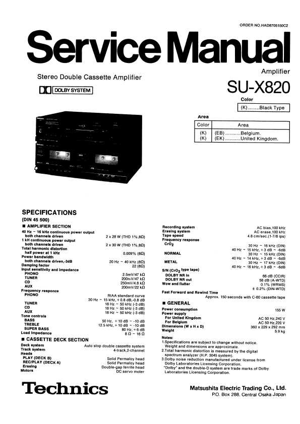 Сервисная инструкция Technics SU-X820