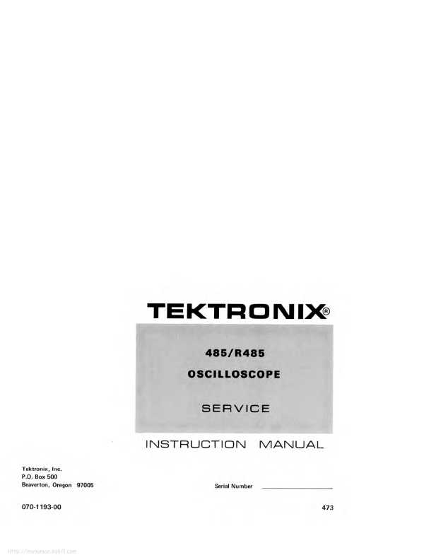 Сервисная инструкция Tektronix 485 Oscilloscope
