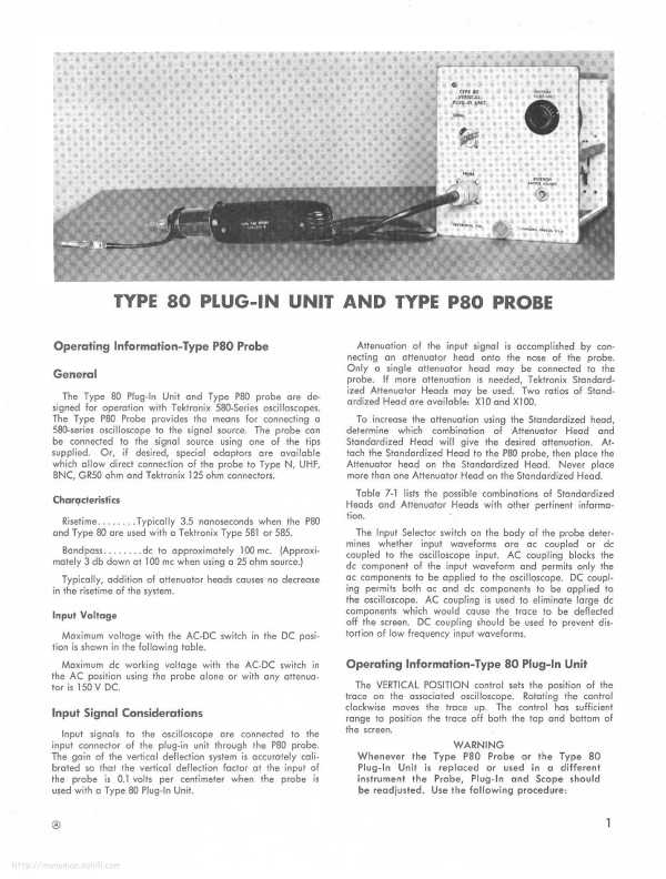 Сервисная инструкция Tektronix 80 PLUG-IN