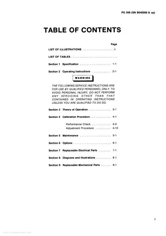 Сервисная инструкция Tektronix PG506