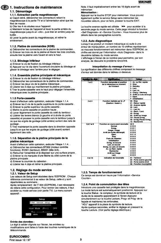 Сервисная инструкция Thomson T14VB12, T14VB22A, EUROCOMBO CHASSIS