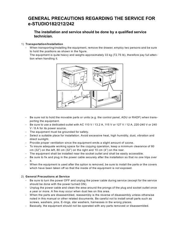 Сервисная инструкция Toshiba E-studio 182, 212, 242, DP-1830, DP-2120, DP-2420 Service Handbook