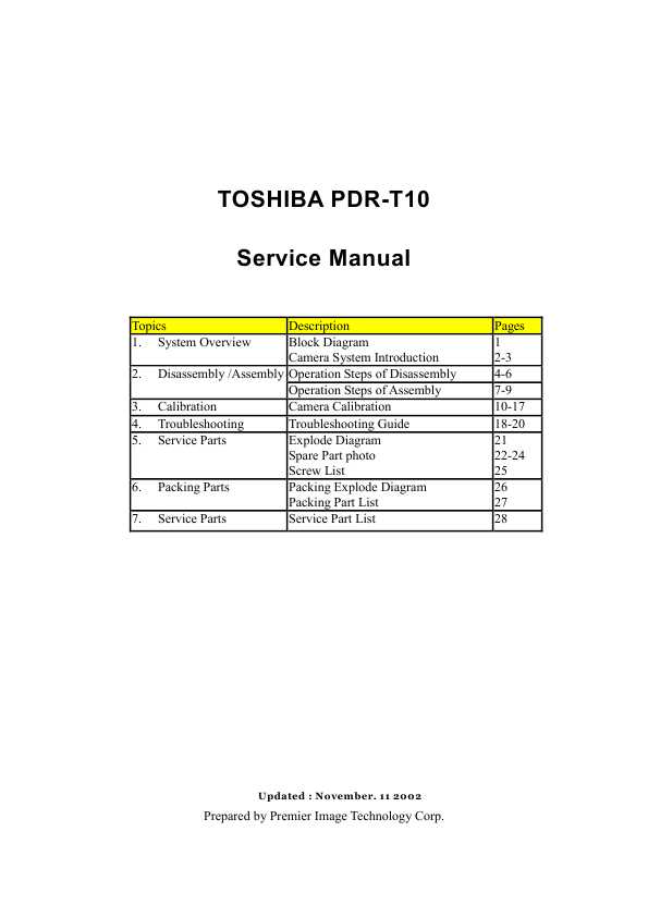 Сервисная инструкция Toshiba PDR-T10