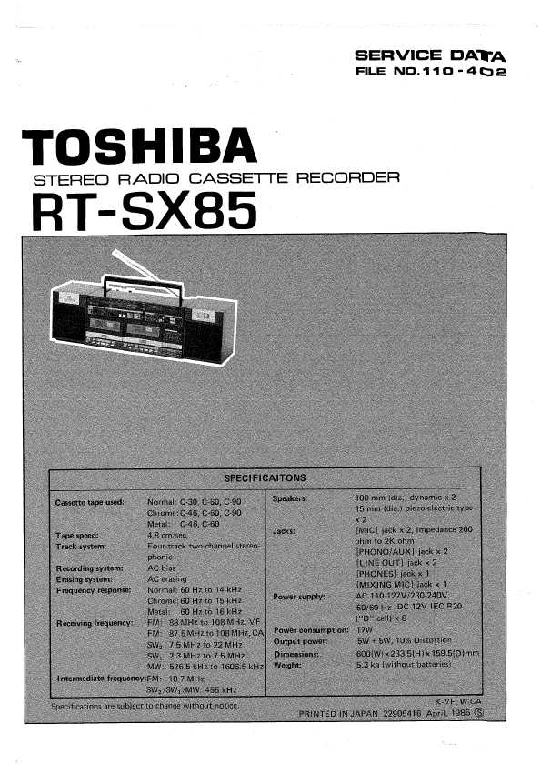 Toshiba rt 85s схема