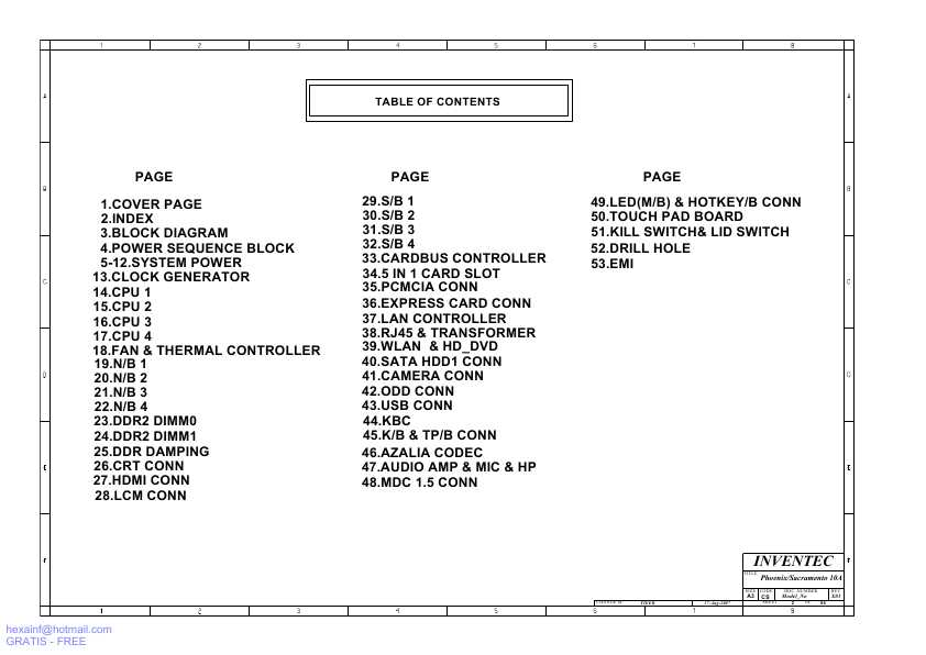 Схема Toshiba Satellite L300D INVENTEC PS10A