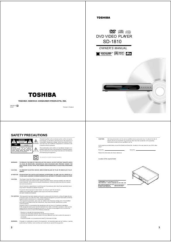 Сервисная инструкция Toshiba SD-1810