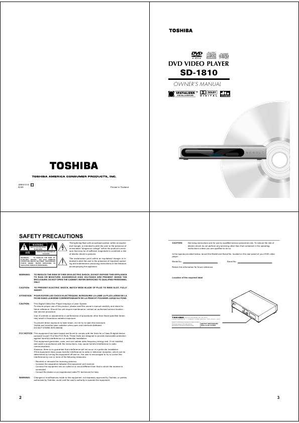 Сервисная инструкция Toshiba SD-1810A