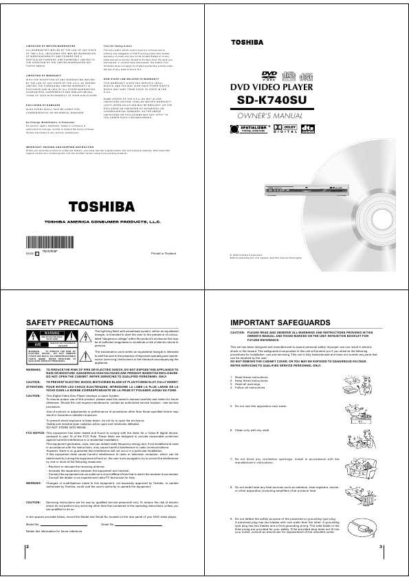 Сервисная инструкция Toshiba SD-K740SU