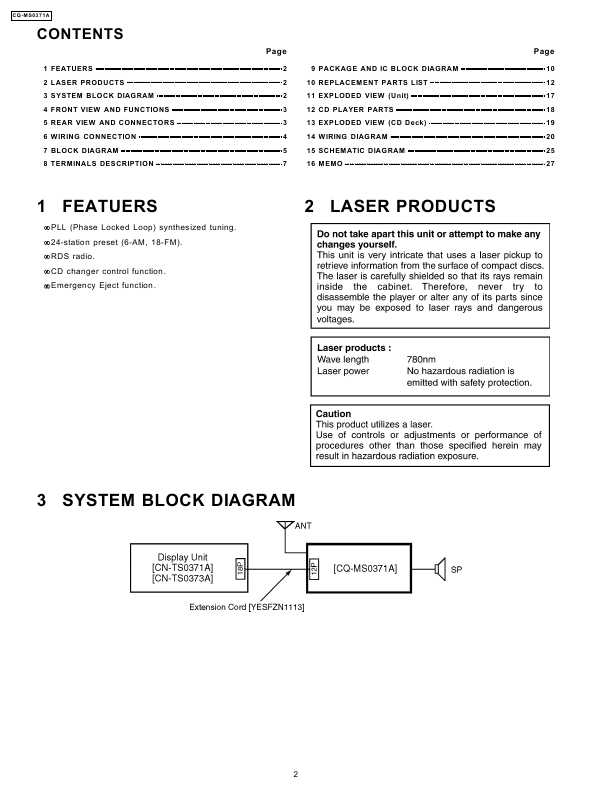 Сервисная инструкция TOYOTA Panasonic CQ-MS0371A