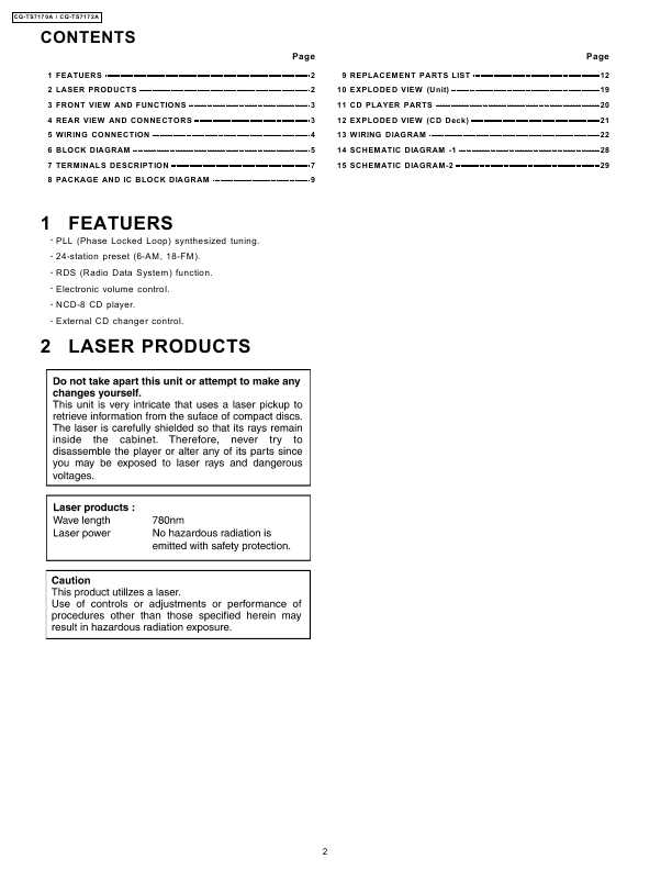 Сервисная инструкция Panasonic CQ-TS7170A, TS7172A