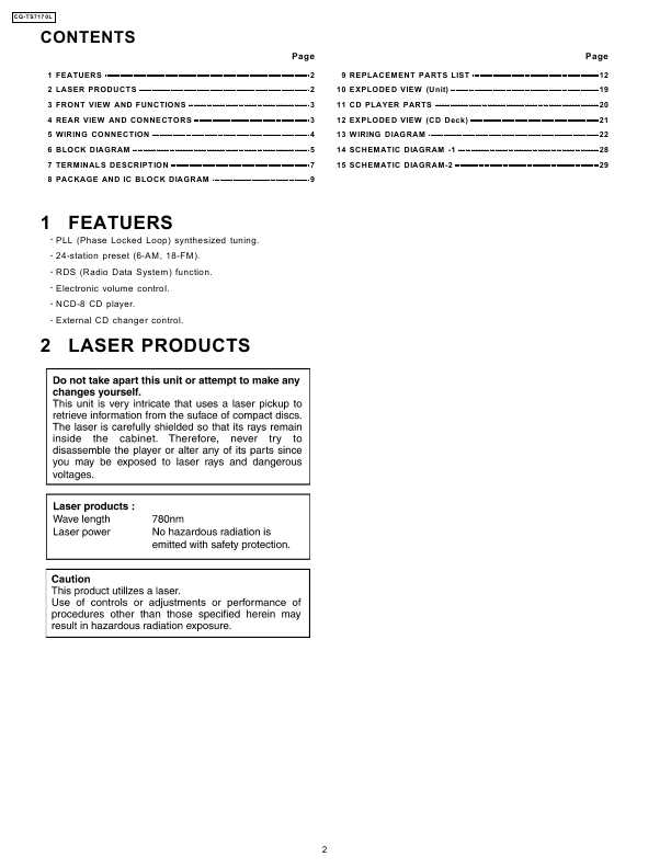 Сервисная инструкция PANASONIC CQ-TS7170L