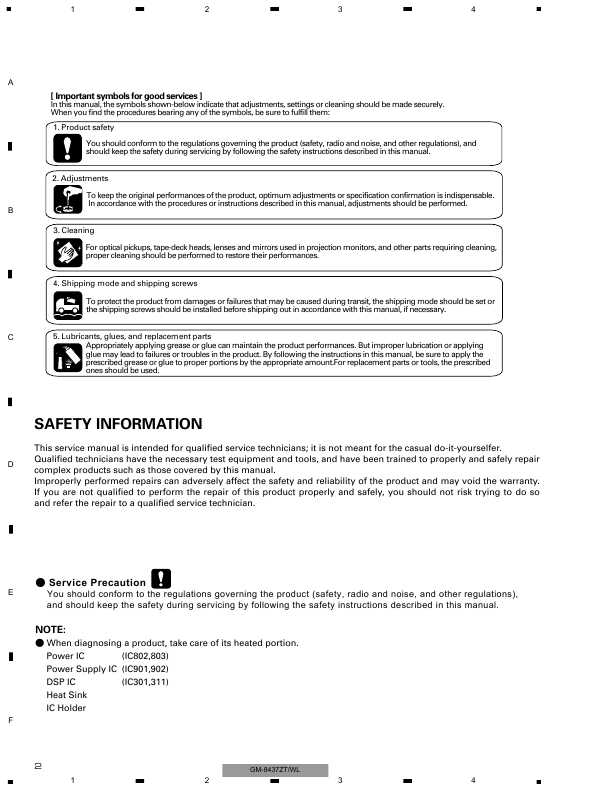 Сервисная инструкция PIONEER GM-8437ZT