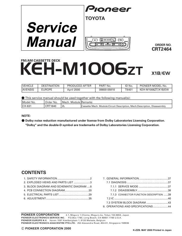 Сервисная инструкция Pioneer KEH-M8117