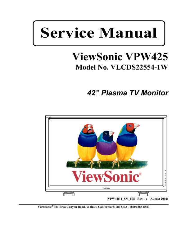 Сервисная инструкция Viewsonic VPW425