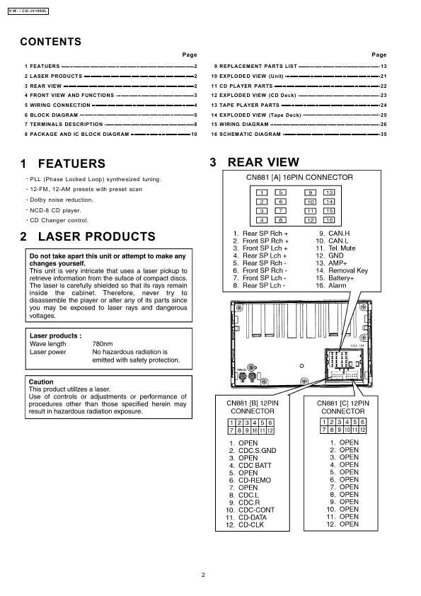 Сервисная инструкция Panasonic CQ-JV1060