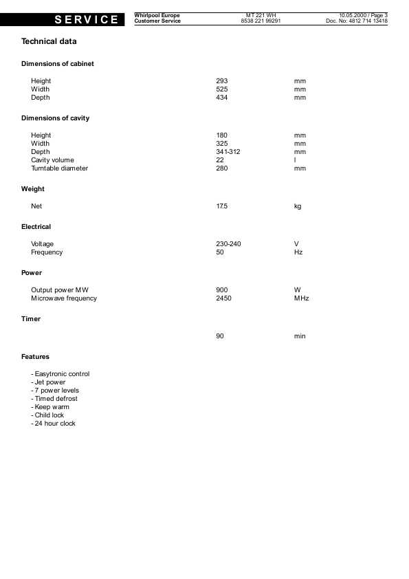 Сервисная инструкция Whirlpool MT-221