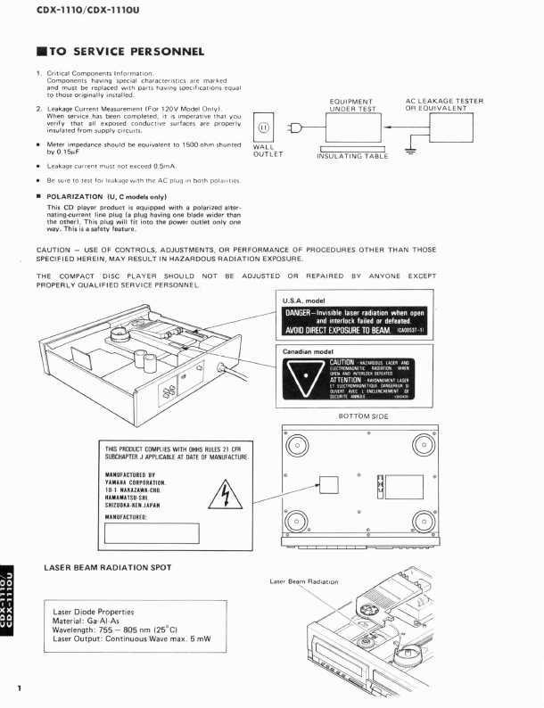 Сервисная инструкция Yamaha CDX-1110, CDX-1110U