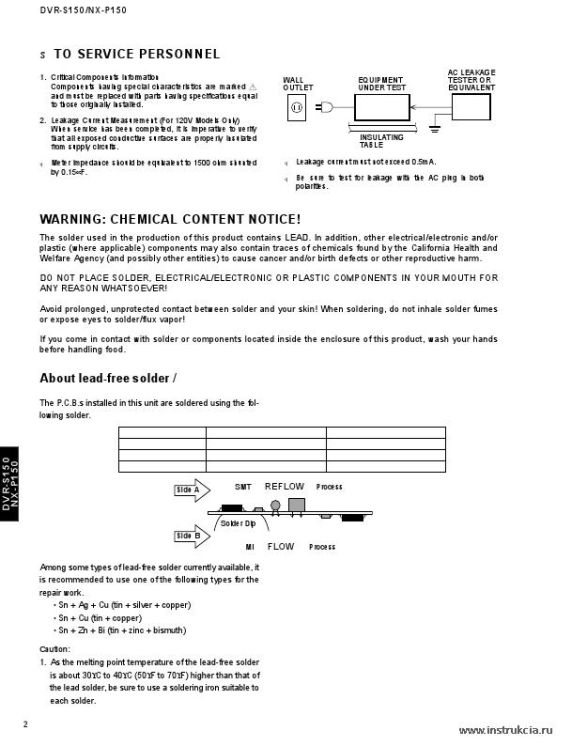 Сервисная инструкция YAMAHA DVR-S150
