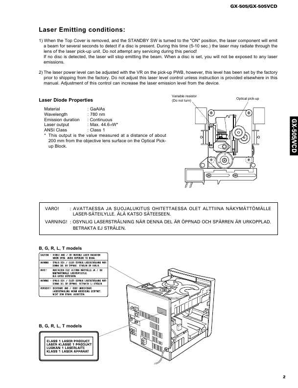 Сервисная инструкция Yamaha GX-505 VCD