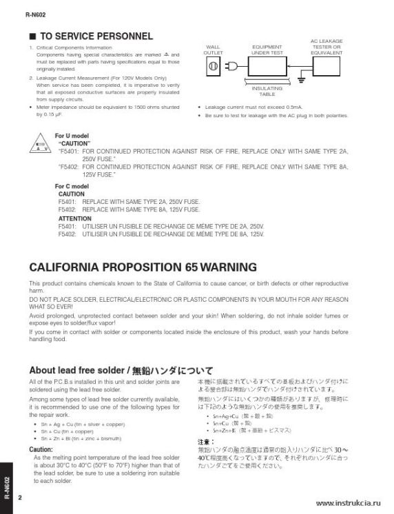 Сервисная инструкция YAMAHA R-N602