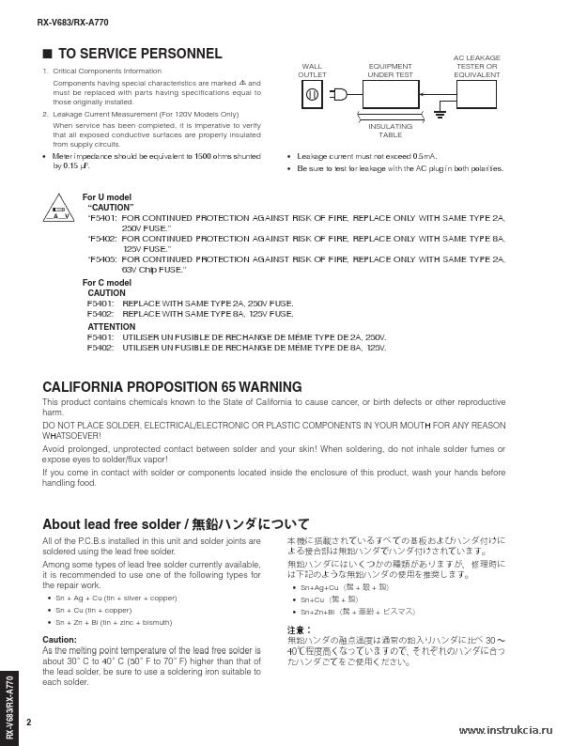 Сервисная инструкция YAMAHA RX-A770