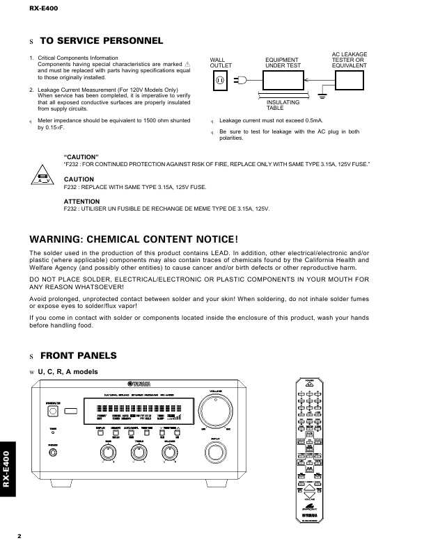 Сервисная инструкция Yamaha RX-E400